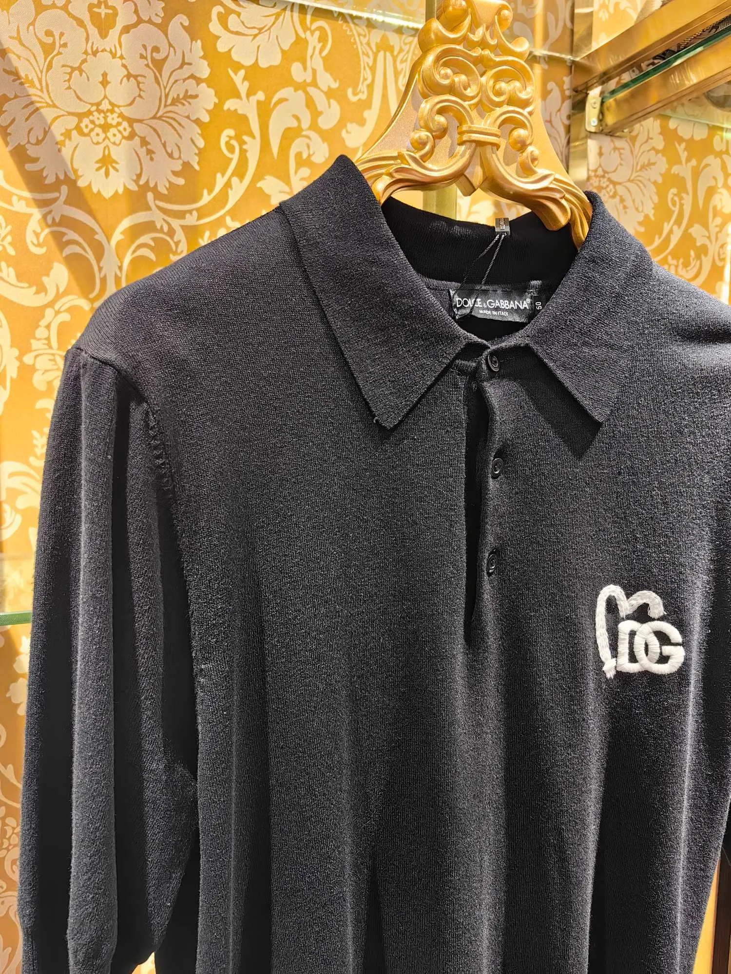 𝘿𝙊𝙇𝘾𝙀 & 𝙂𝘼𝘽𝘽𝘼𝙉𝘼 2025/ss New Arrival polo DG 14 Breathable Black Sizes 46 48 50 52